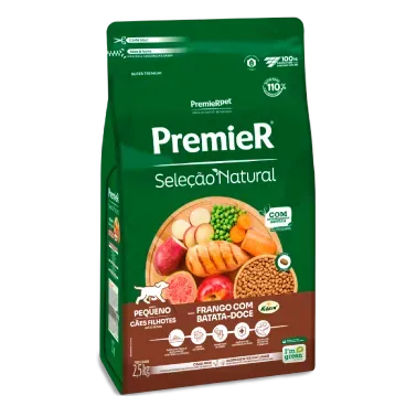 Racao Premier Selecao Natural Caes Filhotes Racas Pequenas Frango com Batata Doce 2.5kg lateral